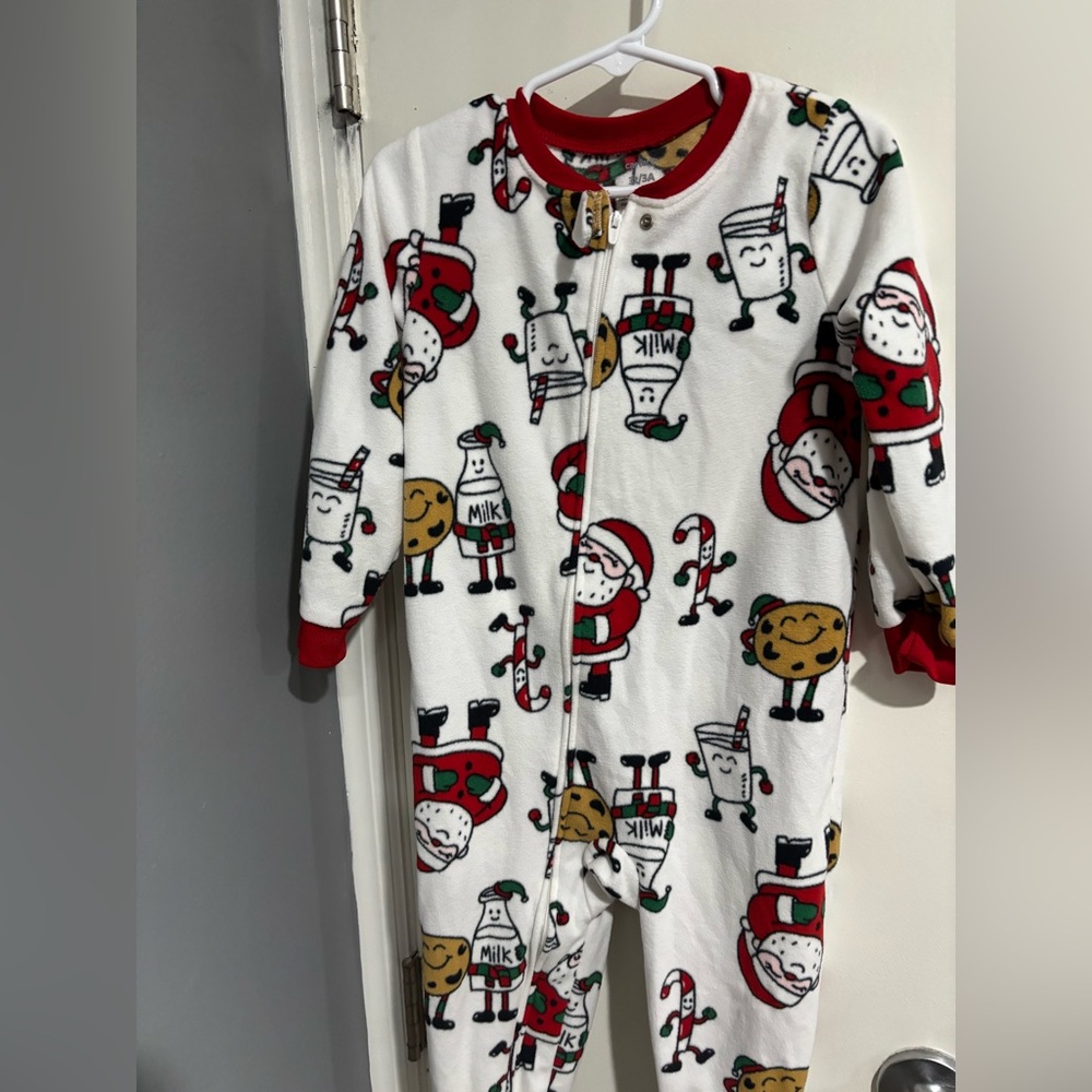 Carter's Red and White Santa Milk Cookie Onesie